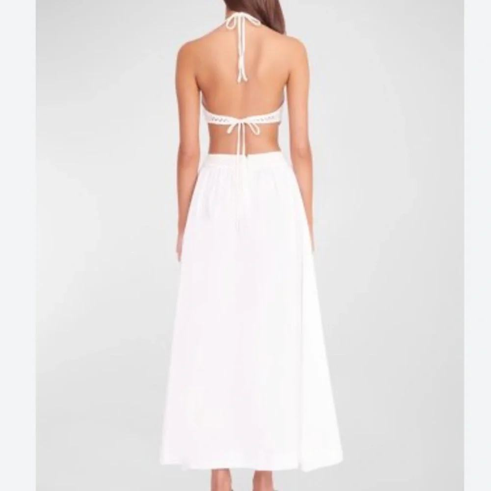 NWT STAUD Kaylee Crochet Bodice Halter Knit Midi Dress - Pansy White Beach Party - Picture 11 of 11